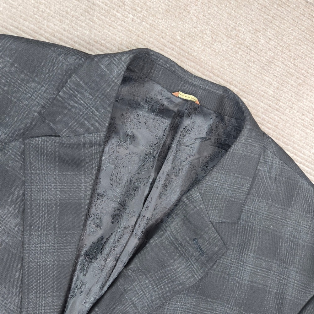 Oak Hill Mens 3XL 54/56 Black Gray Plaid Two Button Sport Coat Blazer